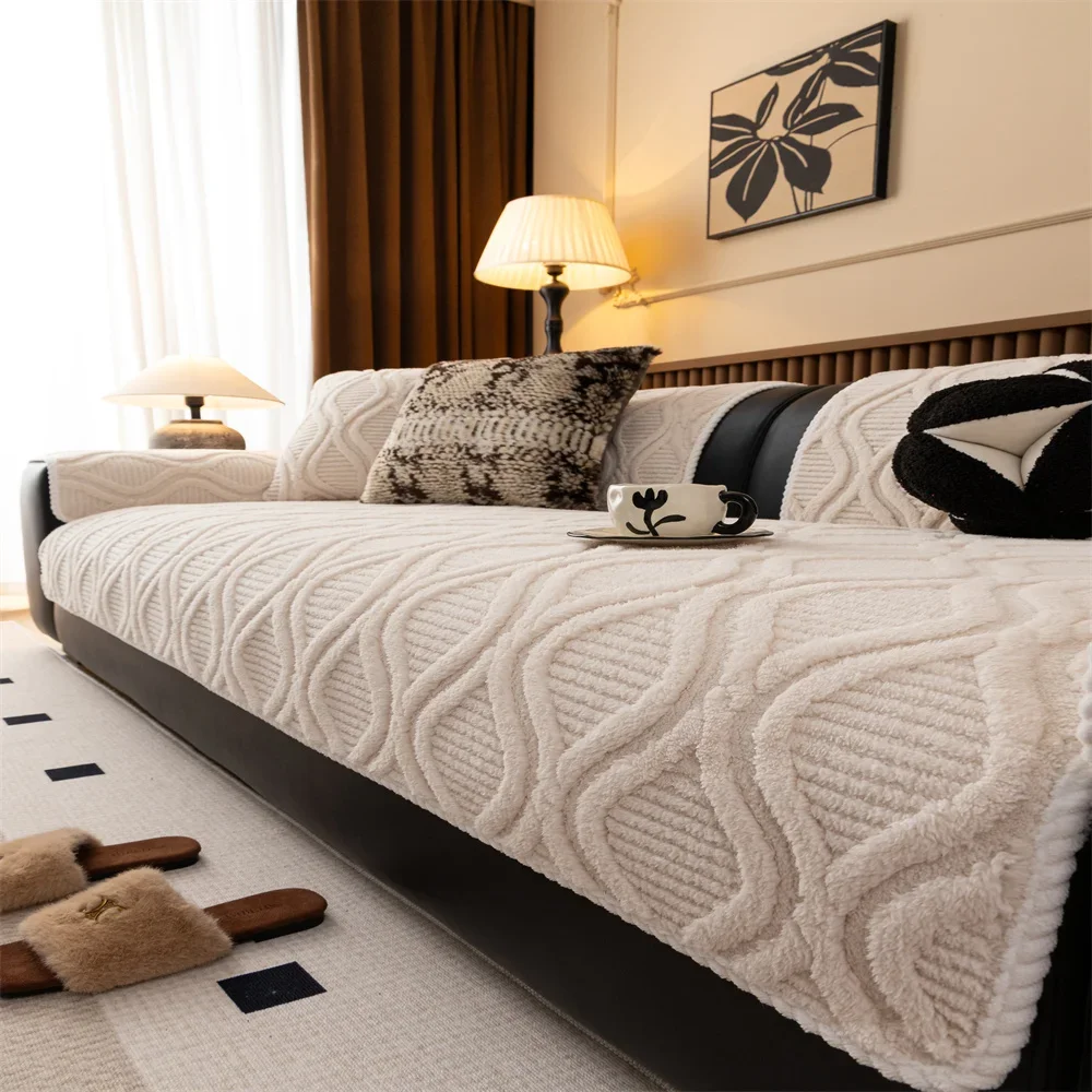 Autumn and Winter New High-level Sofa Cushion Winter Thickened Plush Cushion Non-slip Sofa Cover Cloth Towel