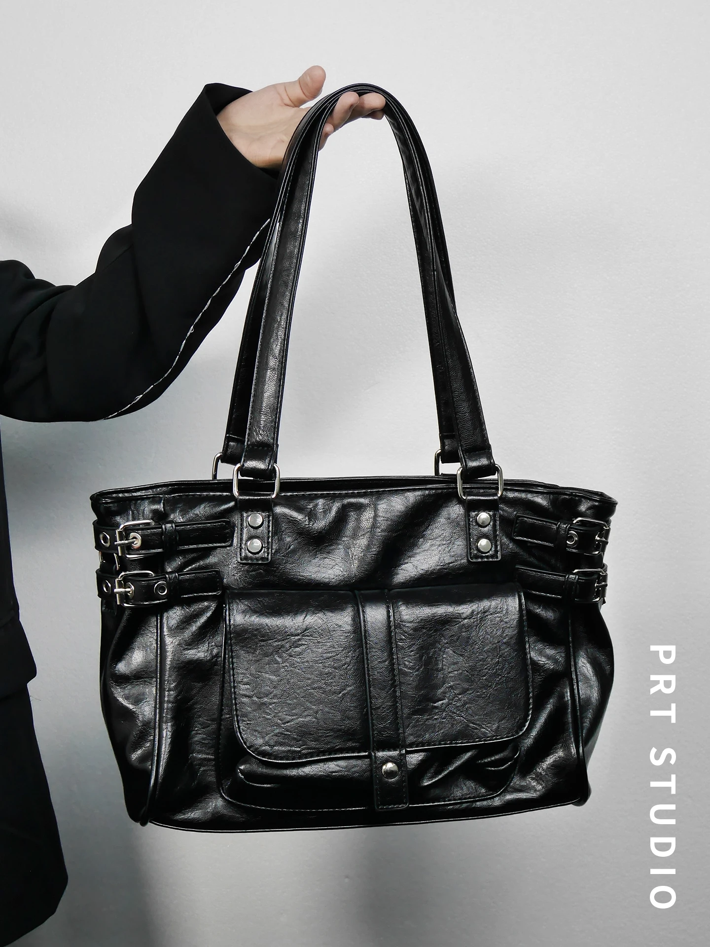 

PRT Musdokken Street Cool Style Motorcycle Bag Shoulder Crossbody Bag with Zipper Pocket Spicy Girl Handbag for Youth