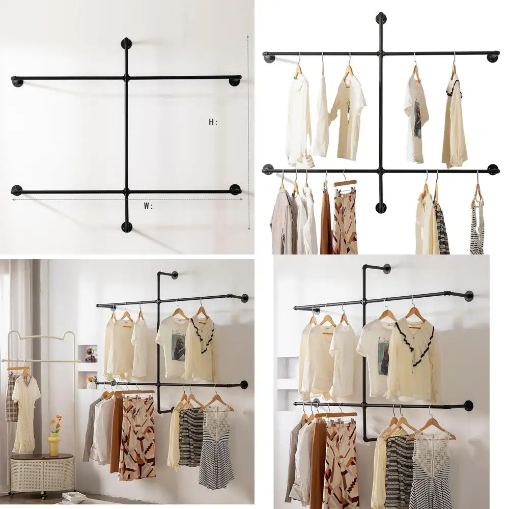 

Настенная промышленная вешалка для одежды из труб: Прочная система для гардеробной для подвешивания одежды