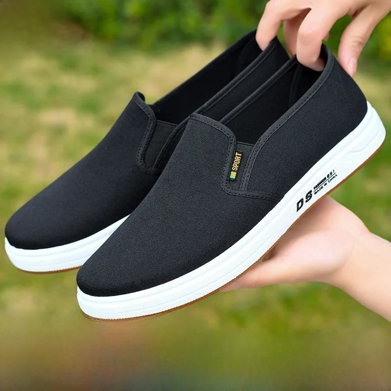

Men's Canvas Shoes Summer Breathable Casual Anti-slip Rubber Sole Low Top Flat Heel Pure Color Kiapurden Fashion Footwear