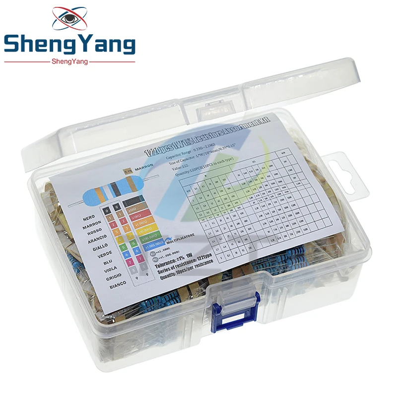 

TZT 1220pcs/Lot 1W Metal Film Resistor Kit 1% 0.33 - 2.2M ohm 122 ValuesX10pcs Resistance Set Assortment Pack