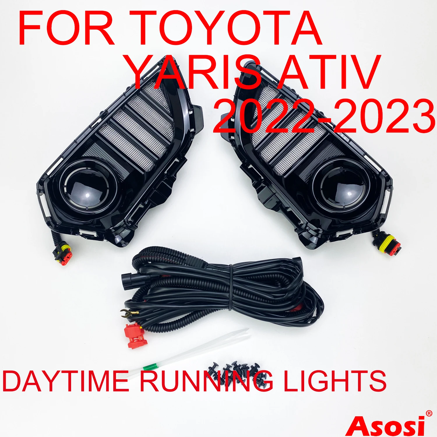 

Front Bumper LED DRL Daytime Running Lights For Toyota Yaris Ativ 2022 2023 Right + Left Side With Turning Signal Function