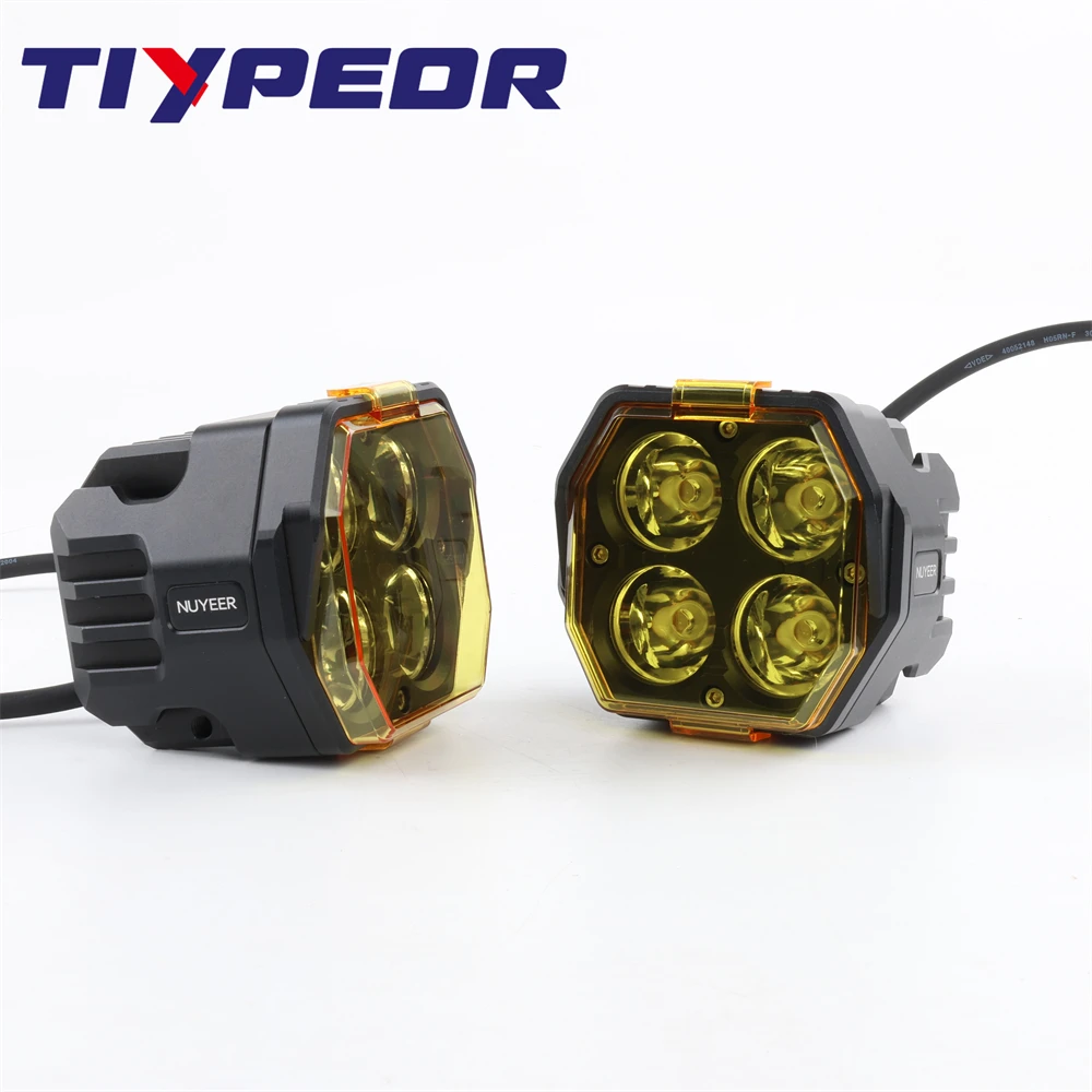 

TIYPEOR 40W Yellow Motorcycle Pickup Driving Lights Super Bright Spotlight Work Light Bar Square Headlight For Off-road Fog Lamp