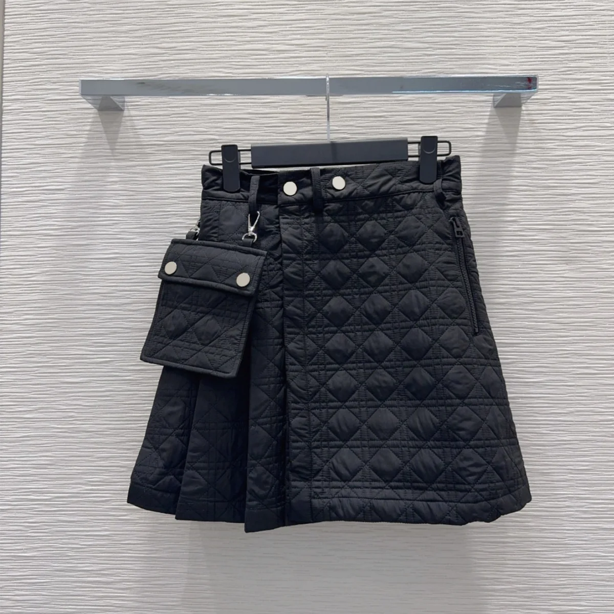 2026 high-quality women's linen gray woolen black diamond grid cotton workwear small bag half skirt2610750