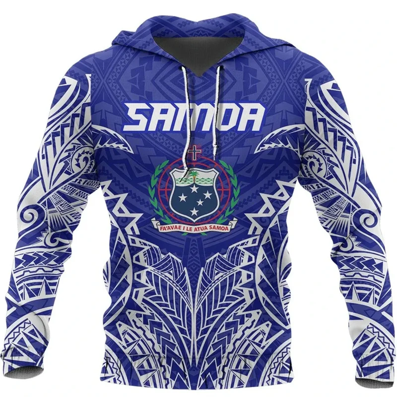 New Winter 3D Samoa Coat Of Arms Printing Hoodies For Men Samoa Flag Emblem Graphic Hooded Sweatshirts Harajuku Long Sleeves Top