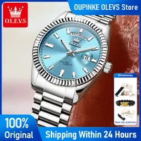 OLEVS 5650 Reloj para hombre, Reloj de cuarzo Original informal a la moda, relojes luminosos resistentes al agua con fecha para regalo de hombre, Reloj de acero inoxidable