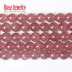 AAAAA Quality Natural Stone Strawberry Crystal Quartz Round Loose Beads 15