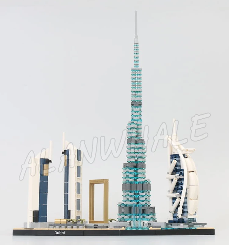 740pcs Architecture Skyline Dubai Jumeirah Emirates Towers Hotel Fountain Frame 20019 Building Block toys Compatible With Model