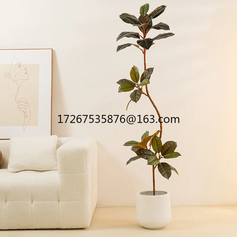 

Large artificial green plant black diamond rubber tree plant living room window decorationornament floor-to-ceiling potted plant