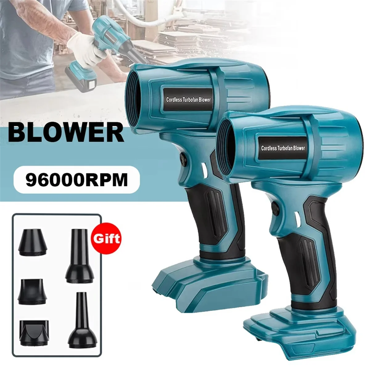 A002 210W Jet Blower 20V Battery Brushless Violent Turbo Fan for Lithium Battery Air Blower Turbo Dust Blowing