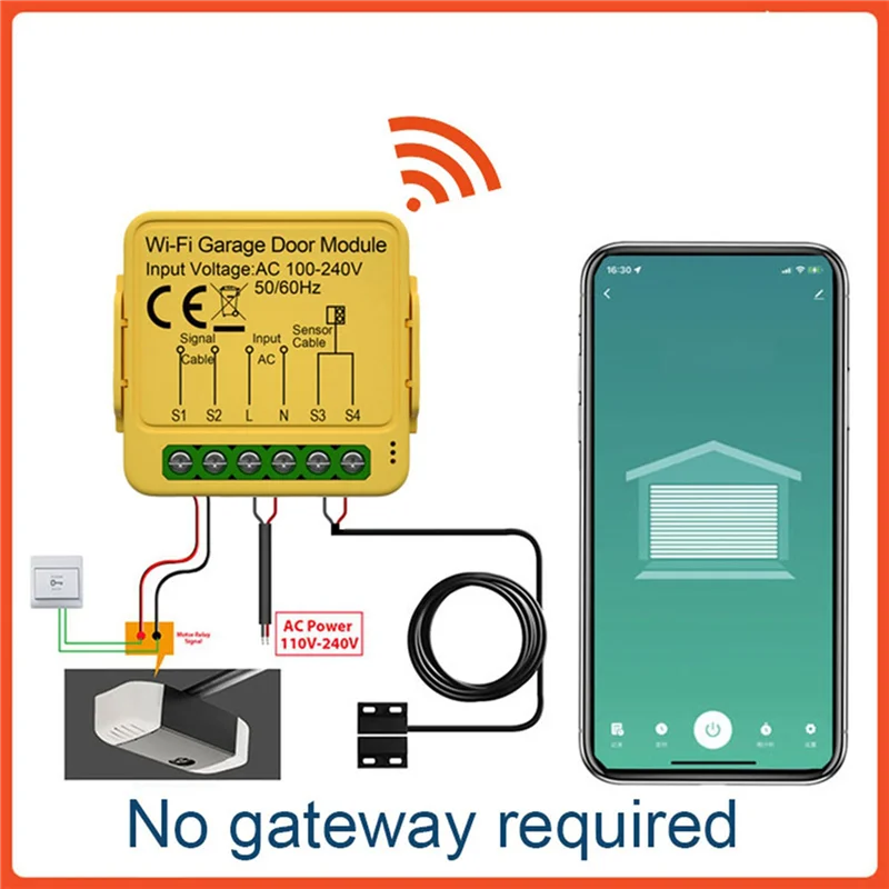 JABS-2X Tuya Garage Door Opener Controller Module Remote Control Switch Smart Life App Work With Alexa Home Assistant Wifi