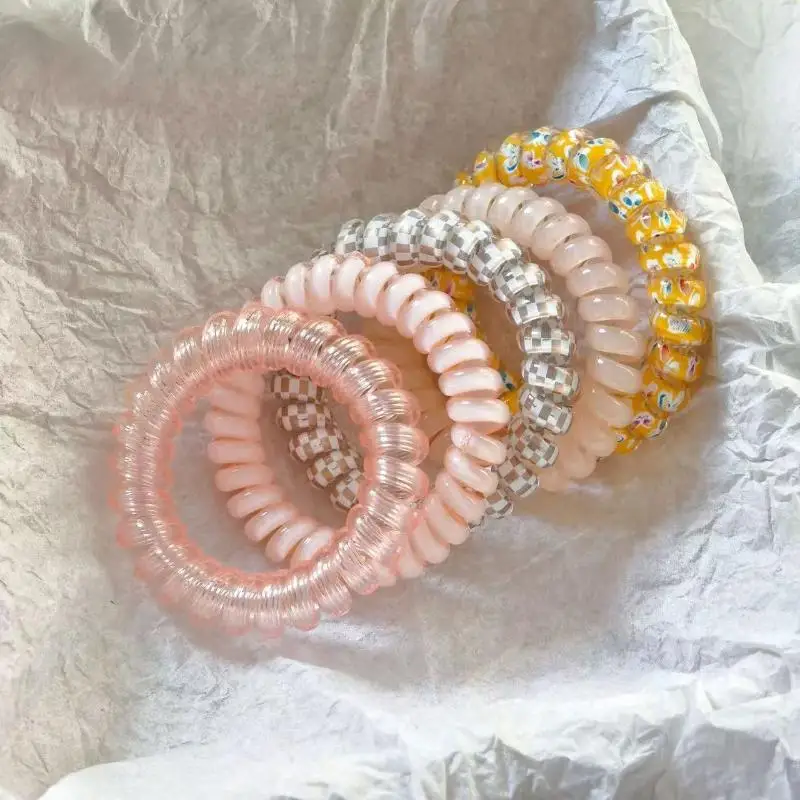 4 Stück Damen Spiral-Haargummis, Telefonkabel-ähnliche elastische Haarbänder, Accessoires für den täglichen Gebrauch, Reisen und Partys – Detail 8