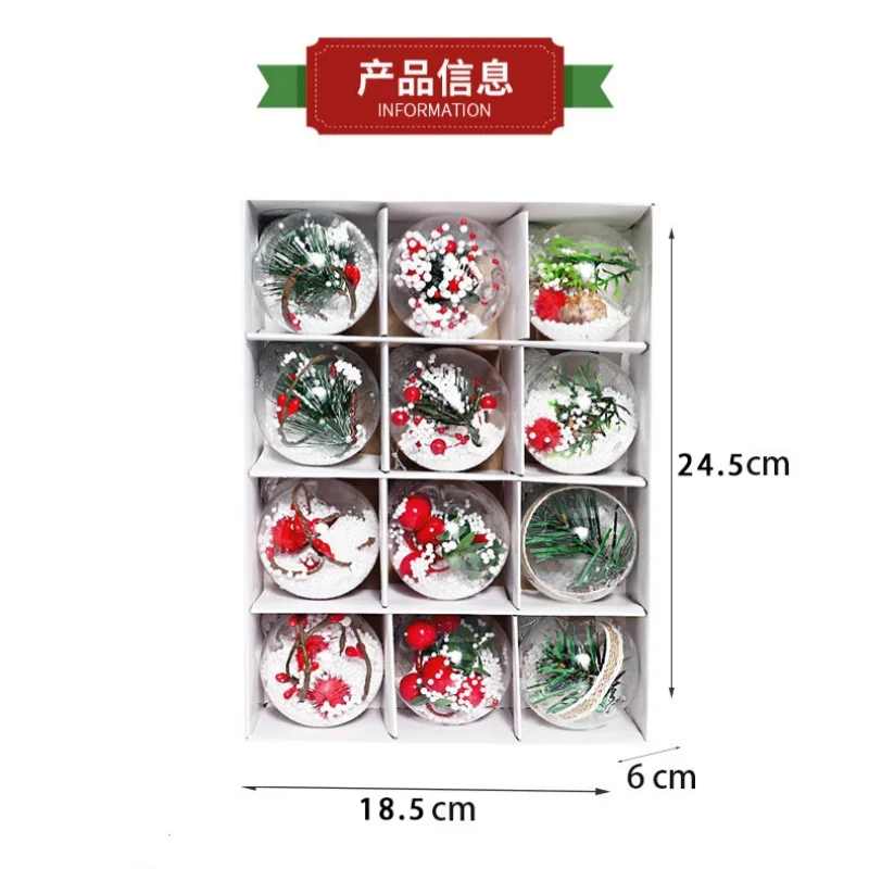 6CM 12pcs Christmas Ball Christmas Tree Ornament Home Christmas Hanging Pendant New Year Party Decoration Gift Navidad 2024 Sale