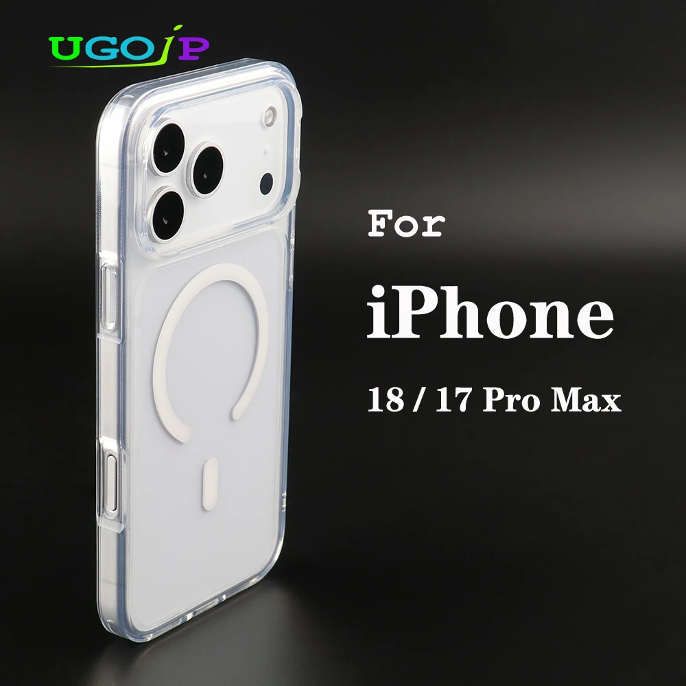 UGOjP For iPhone 18 Pro Max MagSafe Clear Case 17 Pro Max Magnetic Transparent PC Back TPU Frame AntiDrop Protective Phone Cover