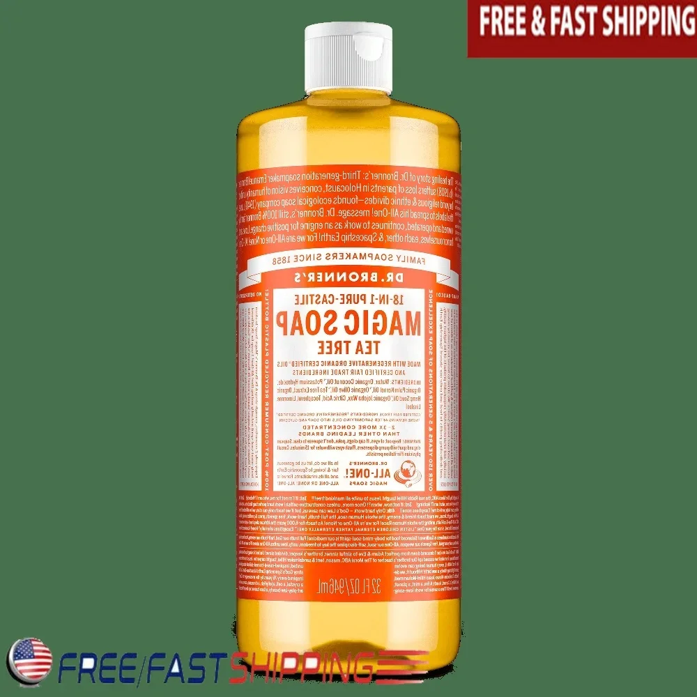 Tea Tree Jabón líquido de carcilla pura Ecológico Todo propósito Cuerpo Cara Lavado de manos Vegano Sin crueldad Verificado EWG Biodegradable