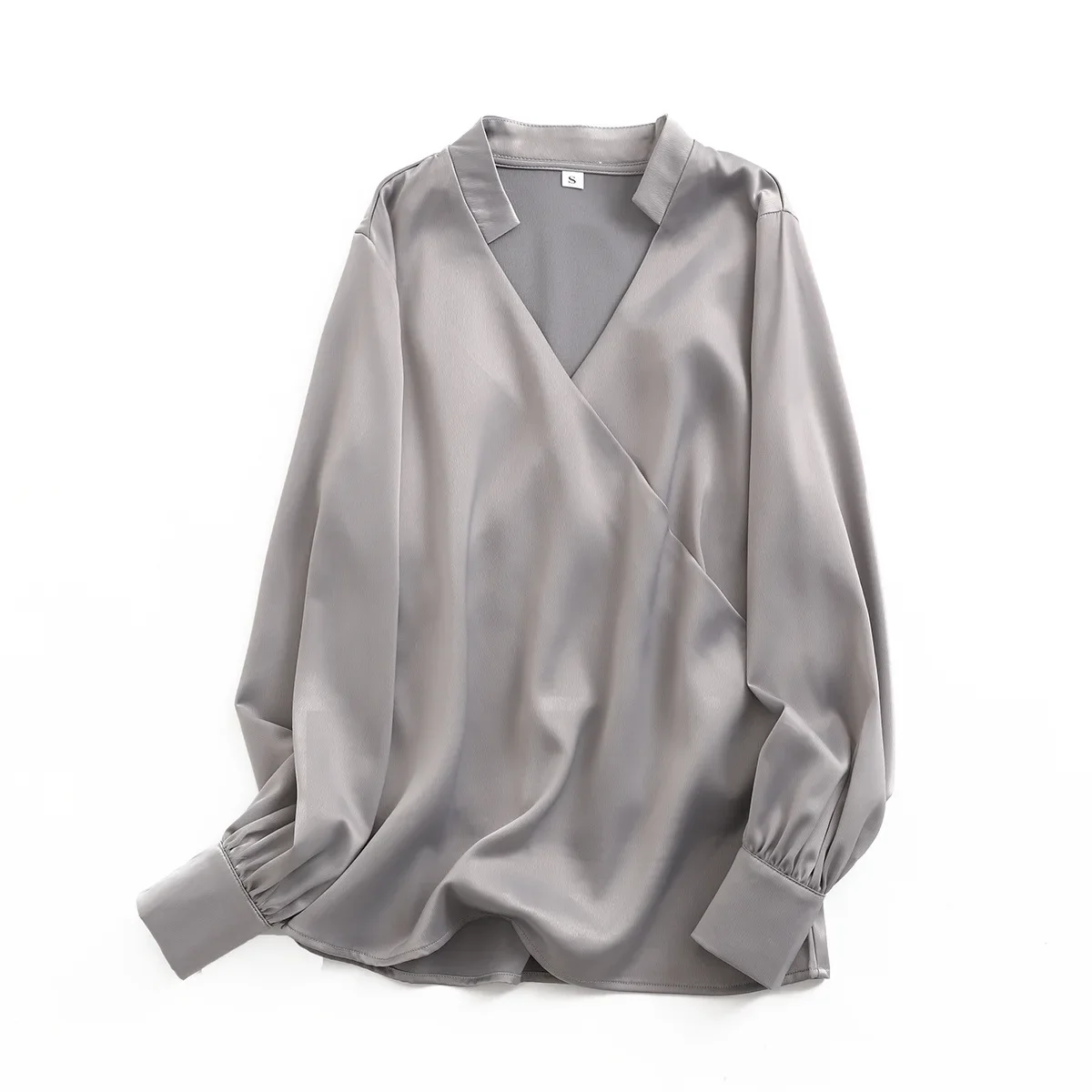 White Blouses For Women Fashion 2024 Satin Shirt French High Grade V Neck Bubble Sleeve Shirt Streetwear Luxury Designer Clothes