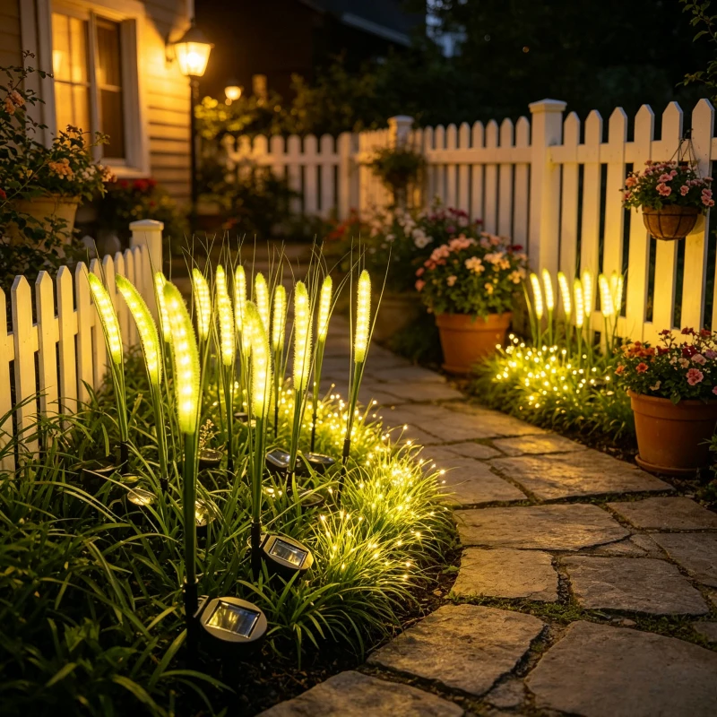 Solar LED Simulation Dog Tail Grass Stake Lights, Waterproof Outdoor Landscape Lawn Lamp for Park Square Courtyard Decoration
