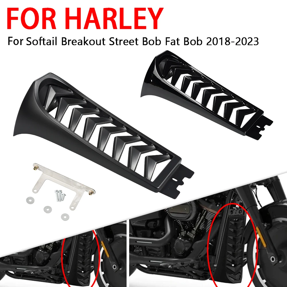 

Motorcycle Chin Spoiler Lower Radiator Cover Fairing Black Protective Guard For Harley Softail Street Breakout Fat Bob 2018-2023