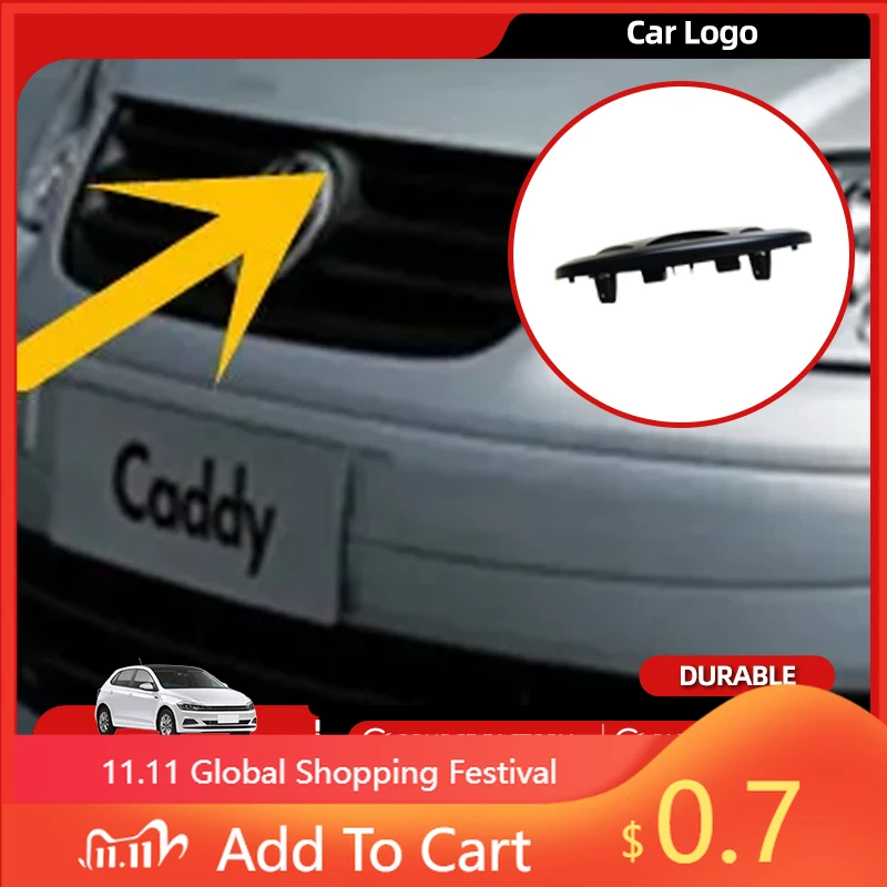 

For Volkswagen VW Interior Stickers Key Case 2pcs Replacement Badge For Caddy 2016-2020 150mm Front Grill Badge 130mm Rear Trunk