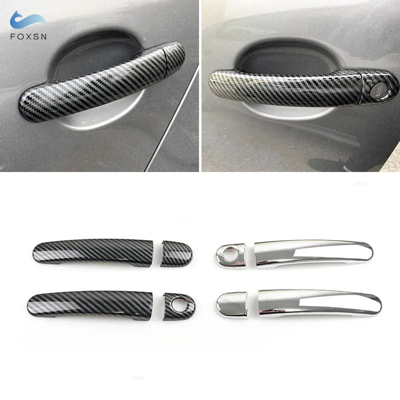 For VW Golf 5 MK5 Rabbit 2004 2005 2006 2007 2008 2009 ABS Chrome / Carbon Texture Exterior Door Handle Cover Decoration Trim