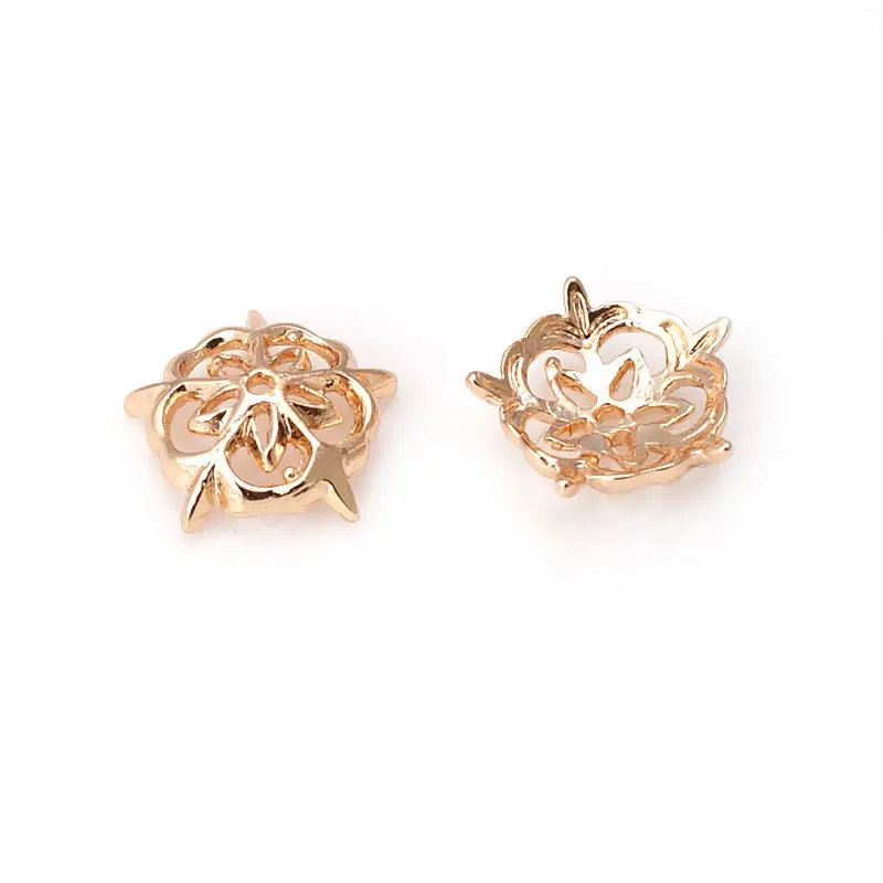 10MM 18K Gold Color Brass Snowflake Beads Caps High Quality Diy Jewelry Making Supplies Earrings Accessories for Women