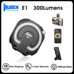 WUBEN E1 EDC Selfie Light, Rechargeable 300 Lumens LED Mini Flashlight Portable Ring Light for Phone, 3 Light Modes Magnetic