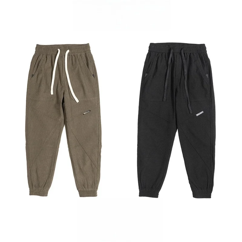 الرجال عارضة الرياضة Thiened الخريف الشتاء عمال فضفاضة تناسب مرونة الخصر الرباط السراويل الشباب العصرية السراويل الطويلة