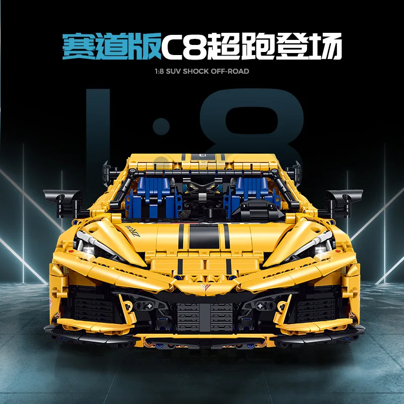 3372 pièces 1:8 bloc de construction de voiture de course jouet MOC Supercar GULY 10622 moteur modèle difficile briques à monter soi-même jouets pour garçons enfants adultes