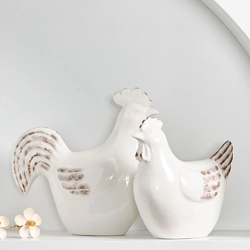 

Ceramic Rooster Decoration Modern Home Decor Realistic Bird Statue Durable Craft for Desktop Living Room Creative Adornment