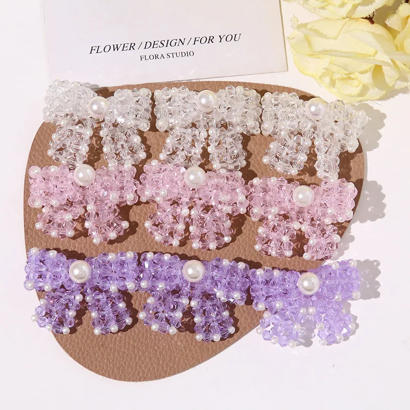 Clog Charms 1 Piece Handcrafted Pearl Beaded Bow Pastel Color Sweet Girly Embellishment for Clear Crystal Sandals Korean Style