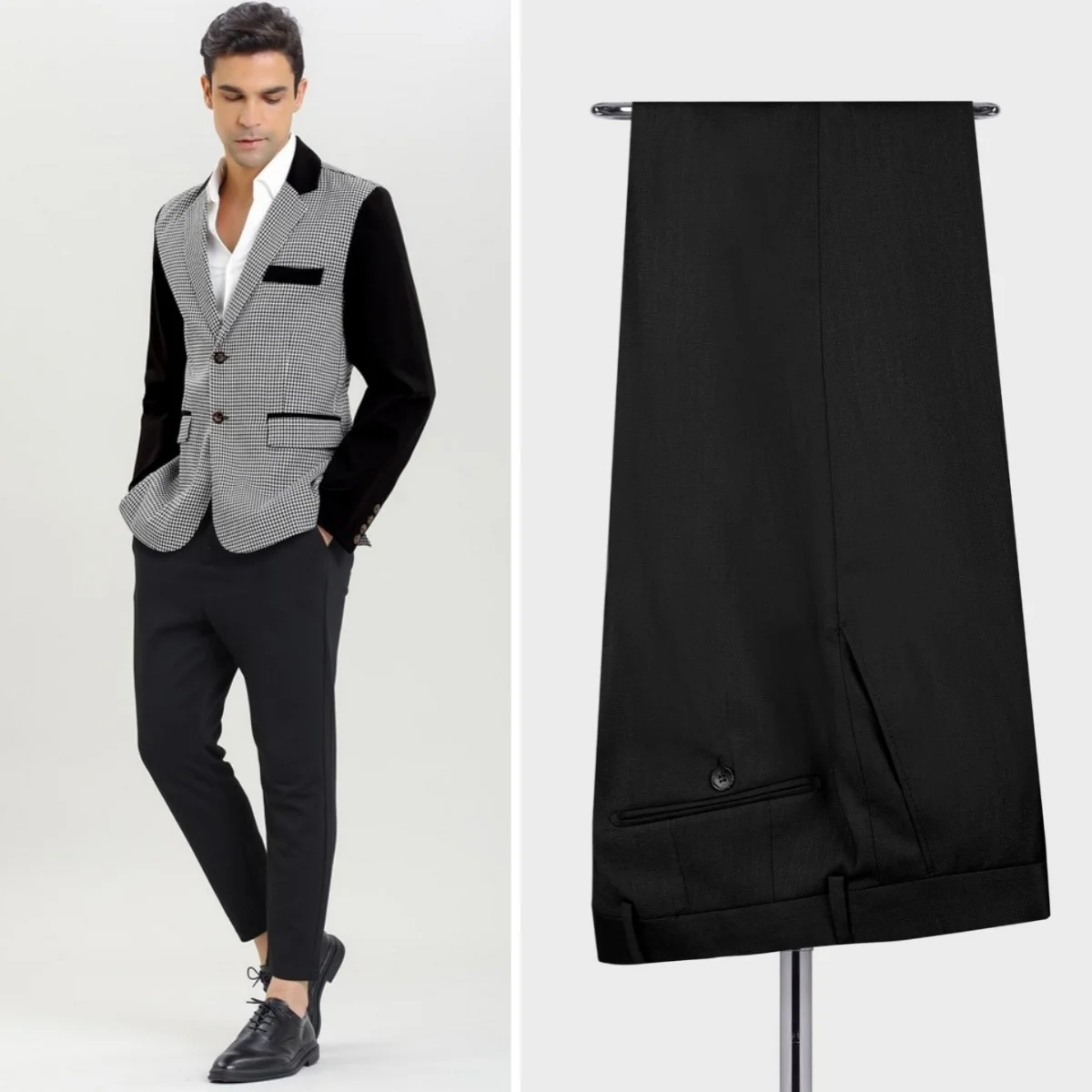 Casual Grid Splicing Men's Suit 2Pcs Blazer Pant 2Buttons Notched Lapel Modern bridegroom Special Occasion Party Wear Customized