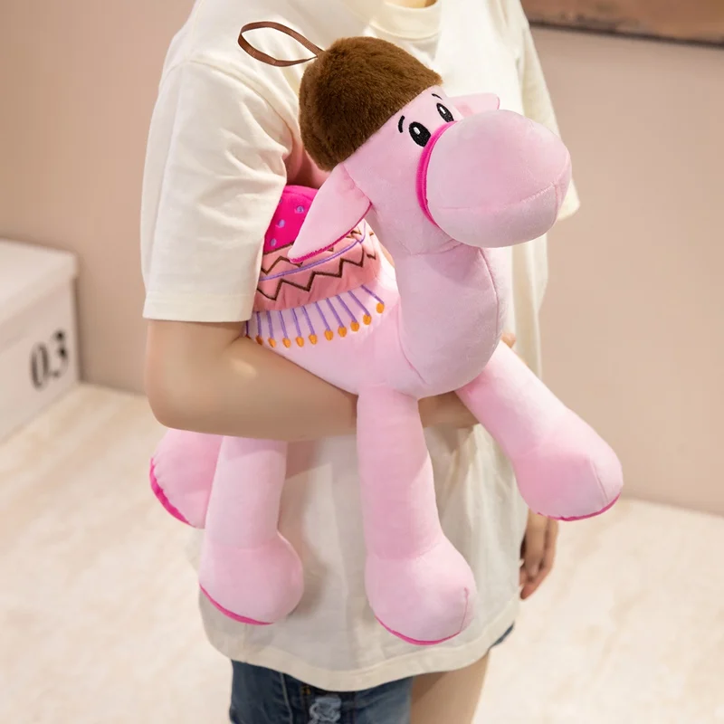 Fluffy Camel Animal Plush Toy Simulation Desert Camel Stuffed Doll White Pink Blue Optional Creative Tabletop Sofa Ornament