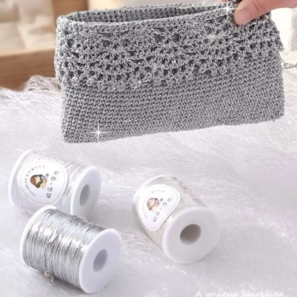 Hilo Brillante de Primera Calidad, 150m, 1mm de Grosor, Hilo con Purpurina para Tejer, Ecológico, para Bolsos y Gorros
