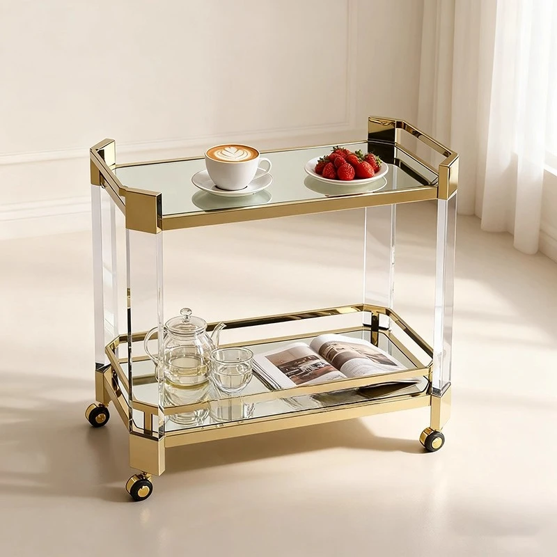 

Crystal dining cart acrylic removable tea stainless steel gold ktv wine glass high-end snack