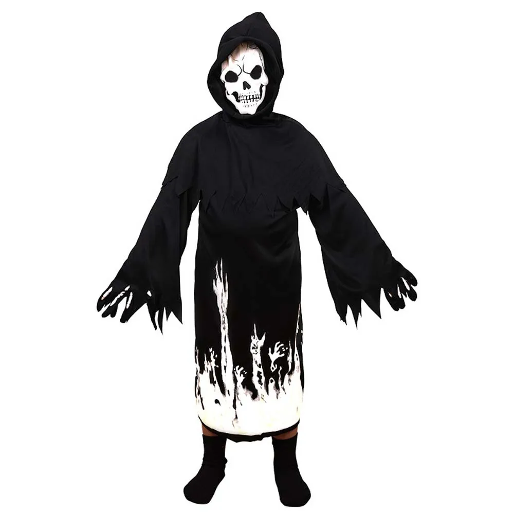 

Performance Costumes Luminous Halloween Cloak Skull Horror Mask Role Playing Kids Halloween Dress Up Black Halloween