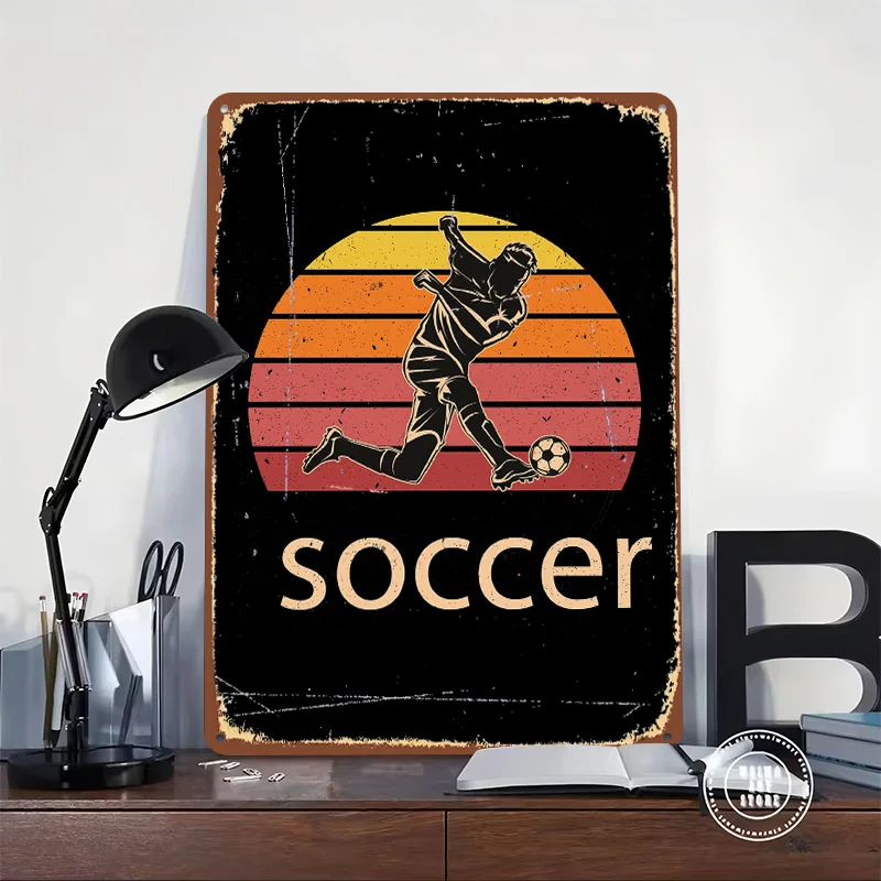 Soccer Vintage Poster Customized Vintage Metal Signs Wall Art Retro Tin Plaque for Mancave Bathroom Decor Gamer Decoration Room