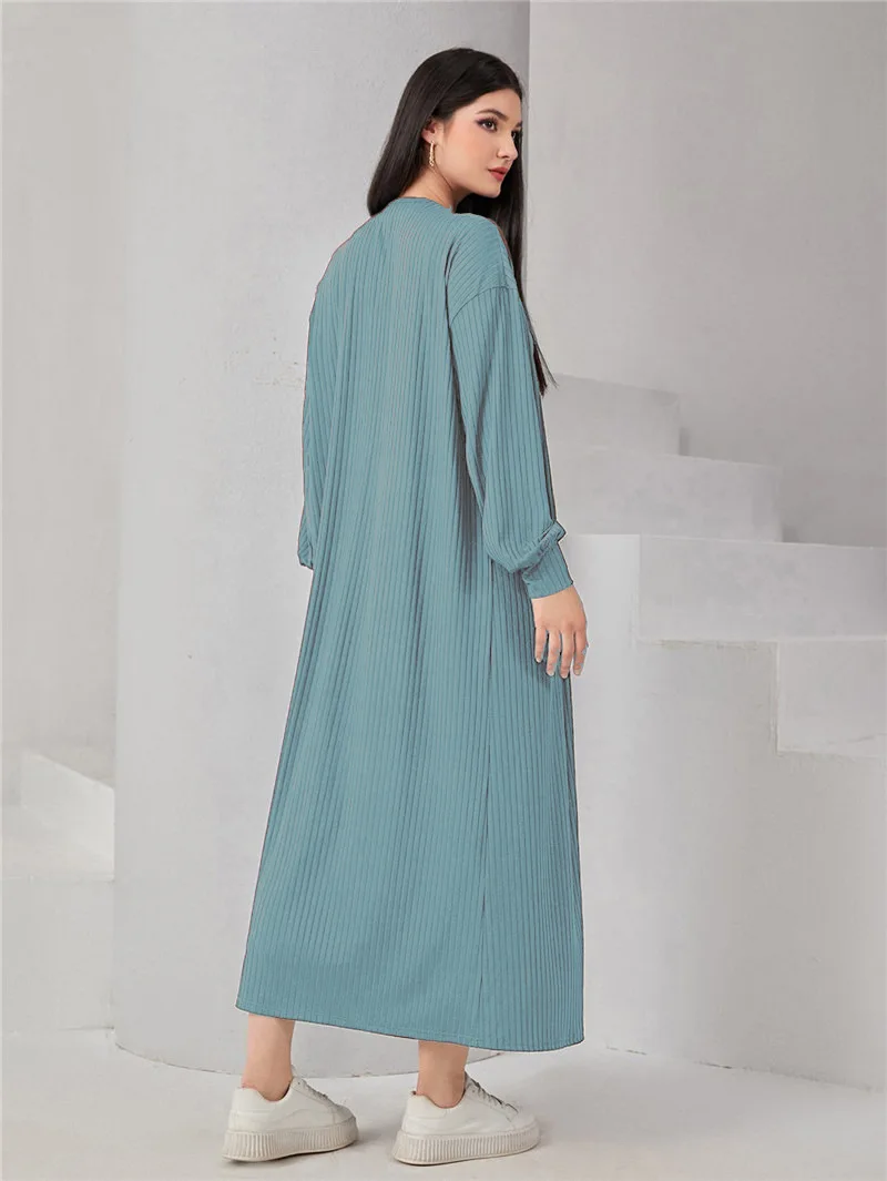 ฤดูใบไม้ร่วงมุสลิมชุดสตรีเสื้อสเวตเตอร์ถักชุด 2 ชิ้นชุดแขนยาว Abaya Caftan ชุด Saudi อาหรับดูไบ Musulman Ensembles 2025