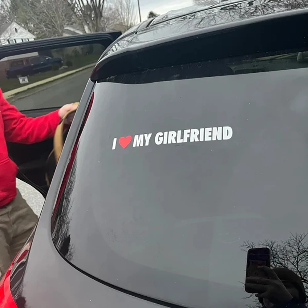 I Love My Girlfriend Heart Woman Funny car Vinyl Bumper Sticker Decal for Car Truck Window Decals Decor Accessories Vinyl