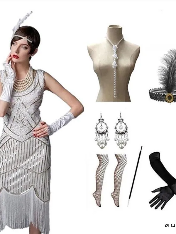 Retro 1920s Handmade Beaded Fringe New Year's Celebration Gown Bright Sparkling Tassel Dress Traditional Chinese Ethnic Costume