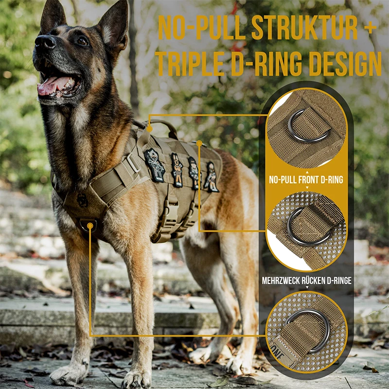 Aire Mesh No-Pull Dog Harness الخدمة التكتيكية سترة الكلب نمط عسكري ملابس الكلاب مع مقابض للتدريب على المشي