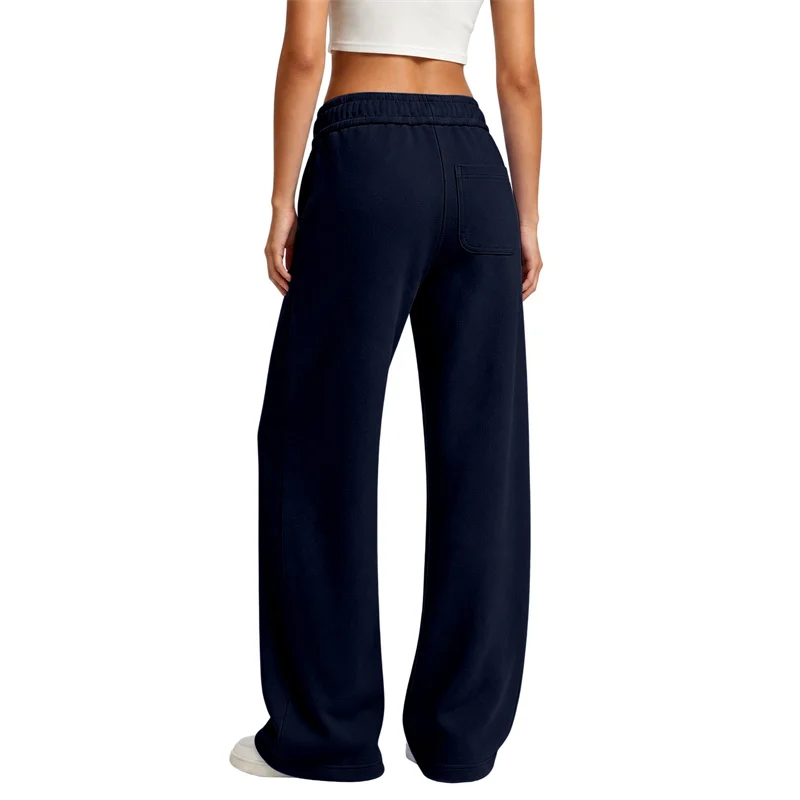 NEUE einfarbige Damen-Sweatpants, lässig und bequem, Damen-Hose mit Kordelzug, gerade geschnitten, lockere, lässige Hose mit Kordelzug, weites Bein – Detail 18