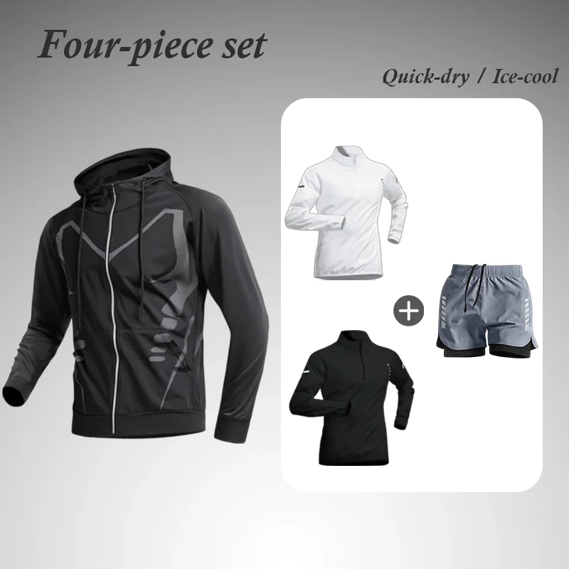 

Men's Spring and Summer Running Sports Set Quick-Dry Fitness Trendy Training Suit Tight Cycling Gear for Athletes