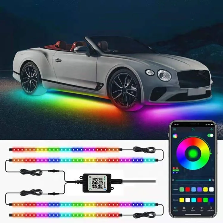 Car Chassis Chasing Color Ambient Underbody Lights Car Underglow Lights Blue Tooth Dream Color for Others Car Light Accessories