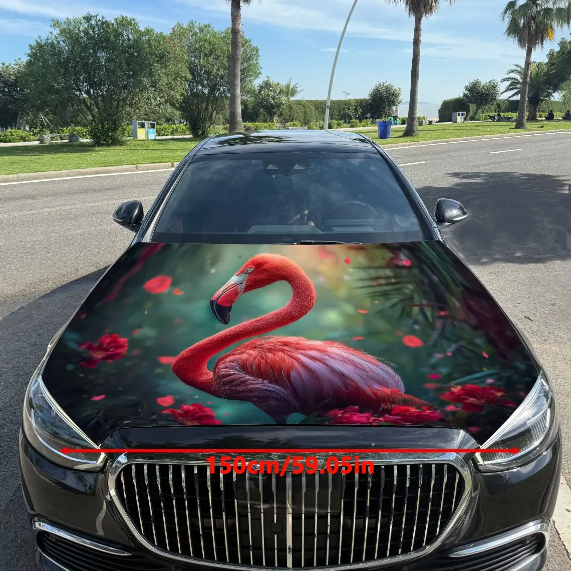 Red flamingo Car hood packaging sticker, PVC material, self-adhesive waterproof, anti-slip paint, car exterior decoration access