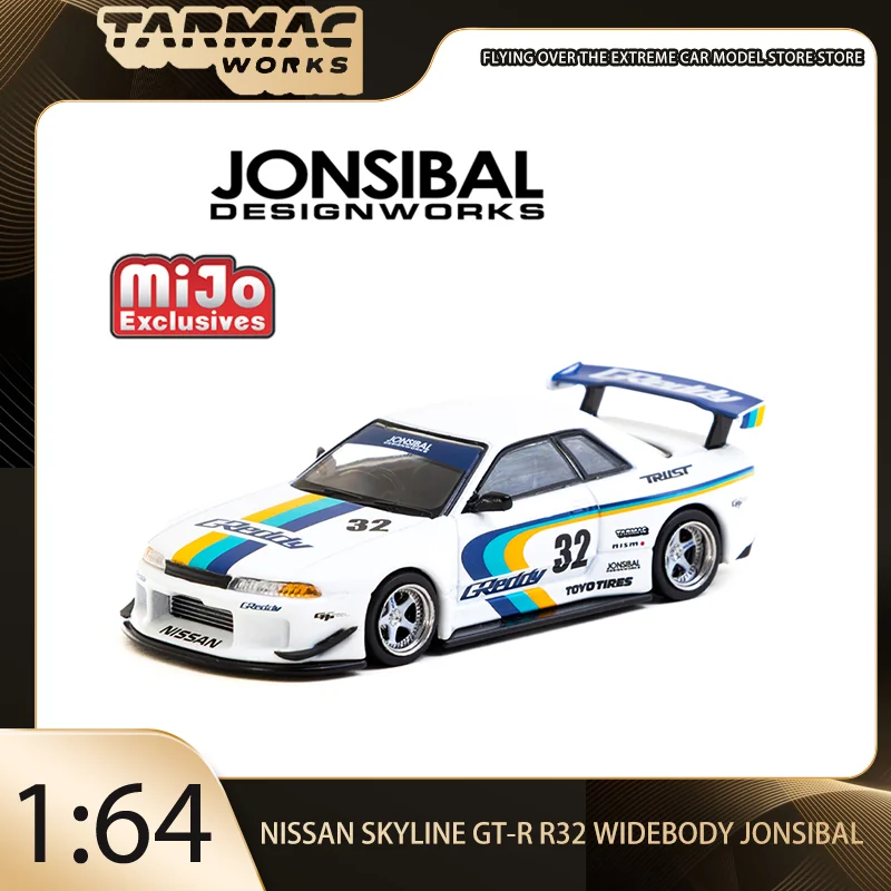 

Tarmac Works x Mijo 1:64 NISSAN SKYLINE GT-R R32 WIDEBODY JONSIBAL Alloy Premium Diecast Vehicle Model Toys Collectible Display