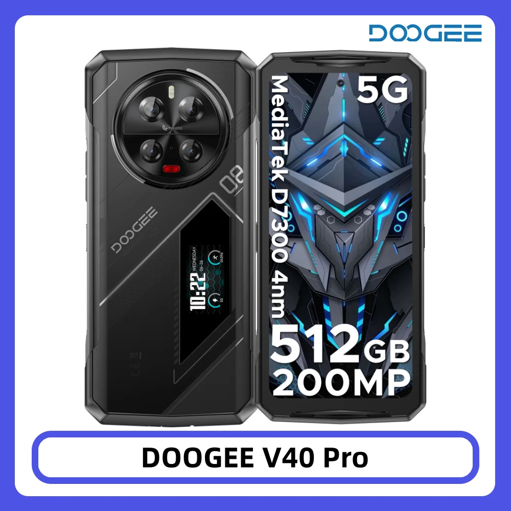 DOOGEE V40 Pro 5G Rugged 36GB RAM + 512GB ROM Dimensity 7300 6.78" FHD+ Display 200MP Camera 8680mAh Battery NFC Smartphone