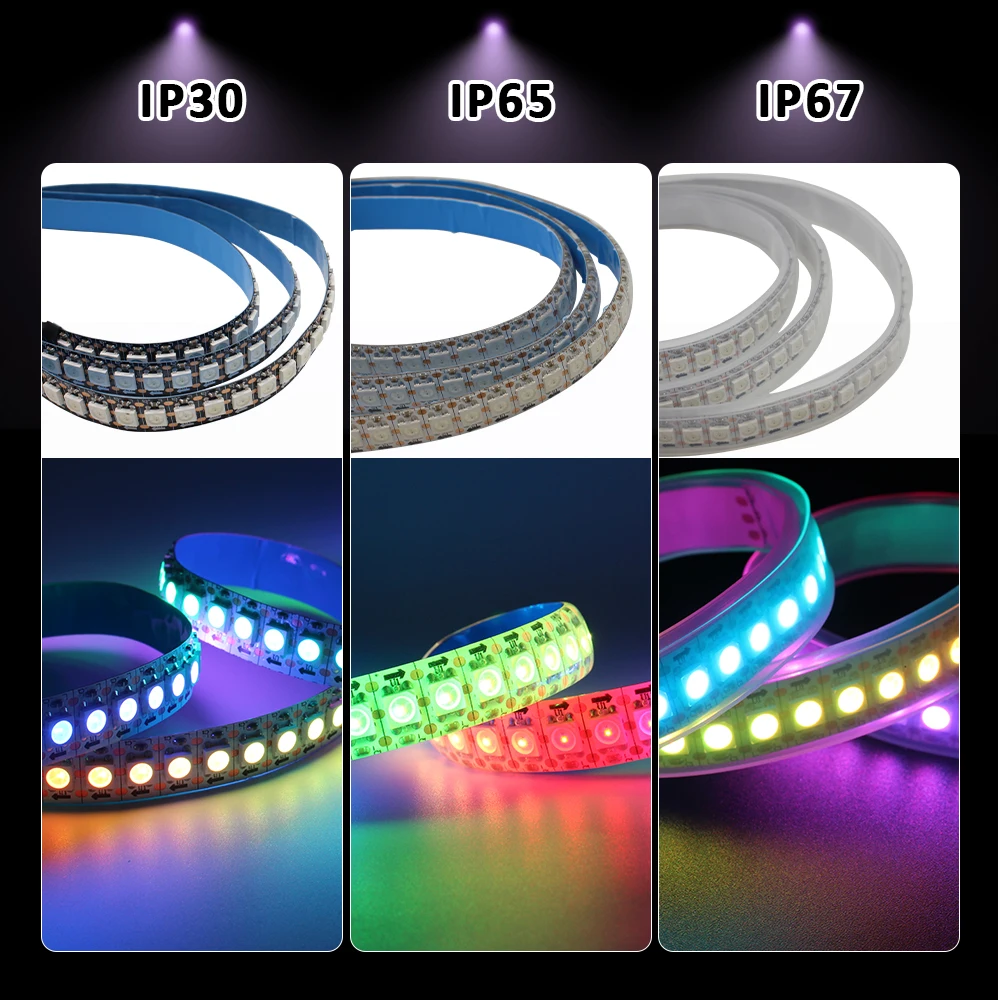 RGBIC WS2812B 5V LED Strip USB 14 Keys Remote Control Addressable Lights 1M 5M Colorful Diode Tape 30 60 144 Chips Ribbon Lamp