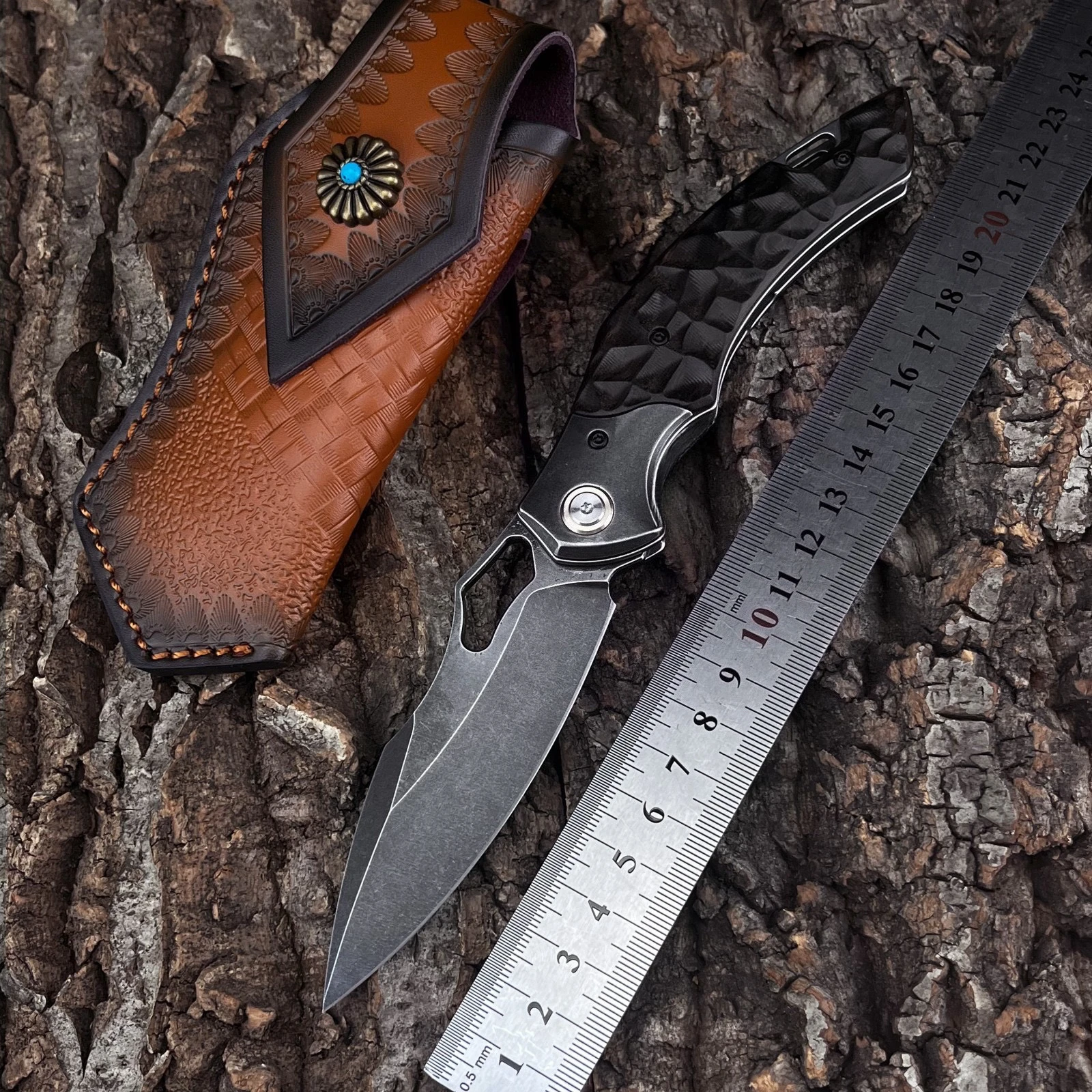 

Стальной складной нож D2 с ручкой из черного дерева, карманный инструмент EDC для тактического снаряжения для выживания на открытом воздухе, инструмент для самообороны, охоты и кемпинга