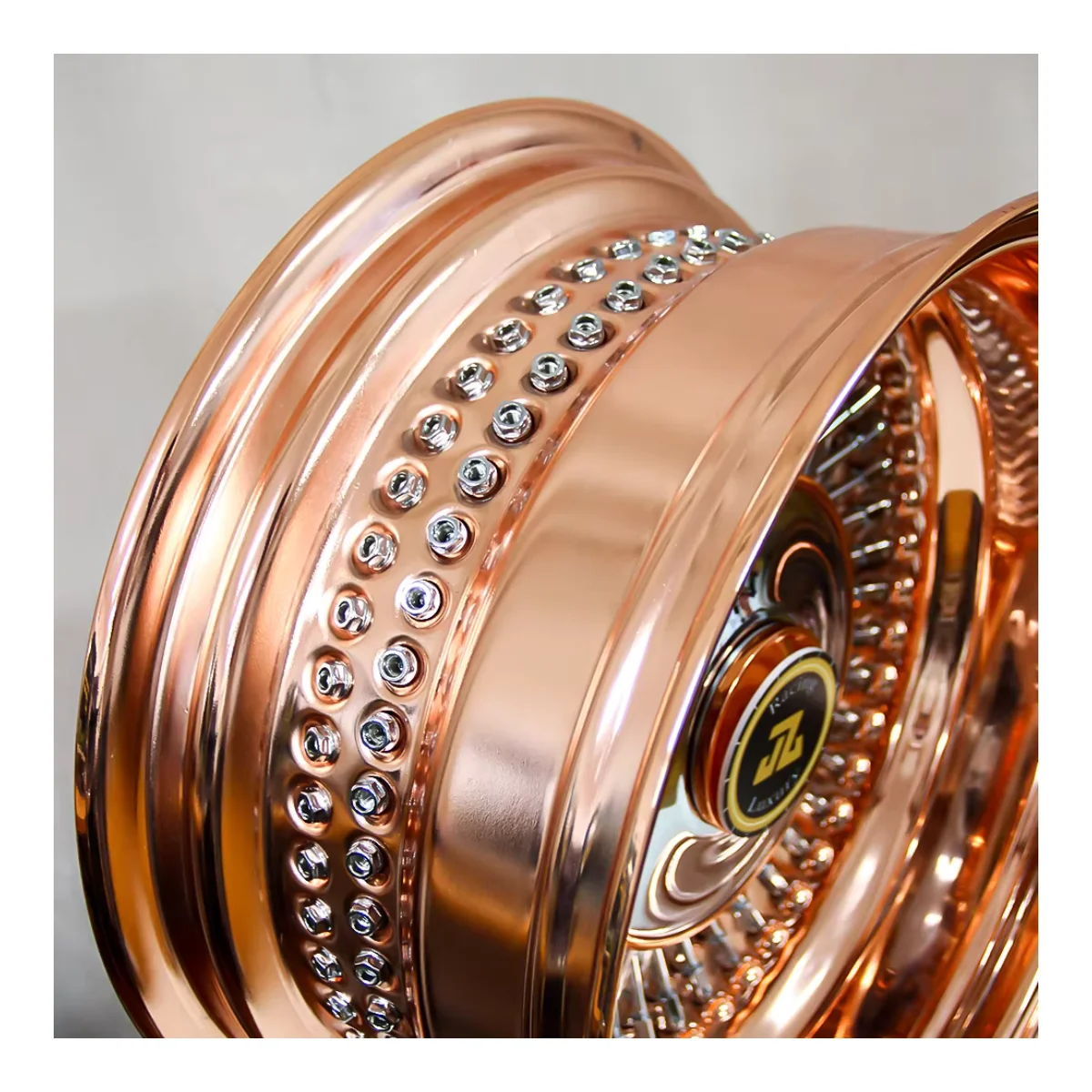 

Jiangzao 13x7 13 14 22 24 26 Inch 5x112 5x120 5x114.3 5x110 Steel Rose Gold Chrome Wire Spoke Wheels Rims 4x4 for Bel Air Del