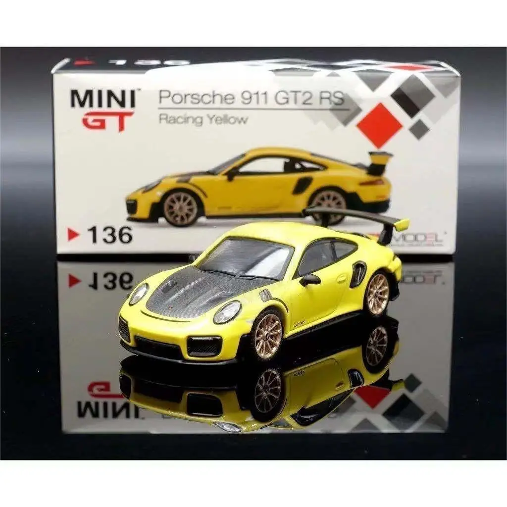 TSM MINIGT 1/64  #136  911 GT2 RS Racing Yellow Die-cast alloy car model collection display gifts